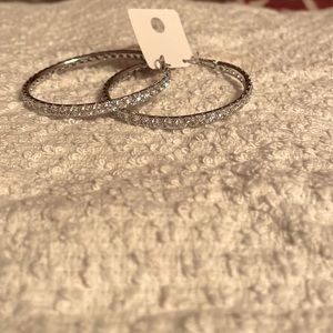 Hoops with fake crystal diamond